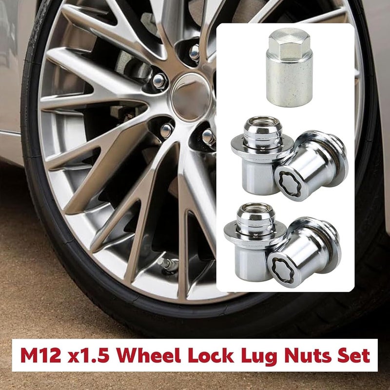 مجموعة من 4 عجلات أمان معززة برمز فريد لعدة موديلات سيارات ضد السرقة OEM Drag Nut - Image 2