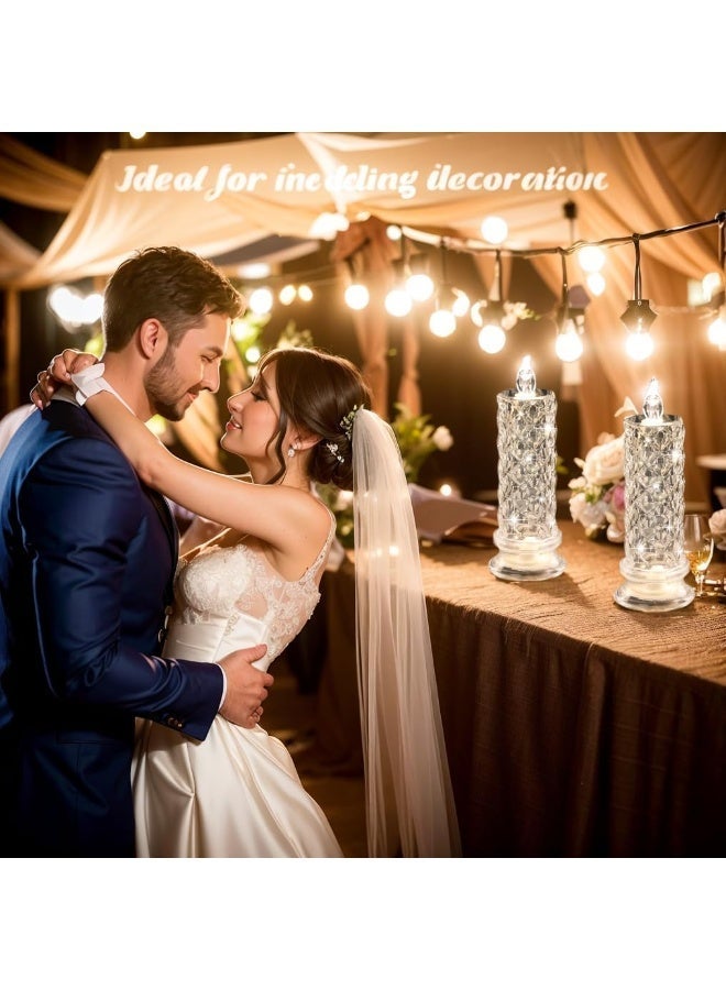 شموع وردية بلا لهب LED، مجموعة من 6 قطع، شموع بطارية رومانسية، شموع عمود LED لعيد الحب، اقتراح رومانسي، ذكرى سنوية، ديكورات الزفاف (أبيض، القطر 2.5 بوصة × الارتفاع 7.2 بوصة) - Image 3