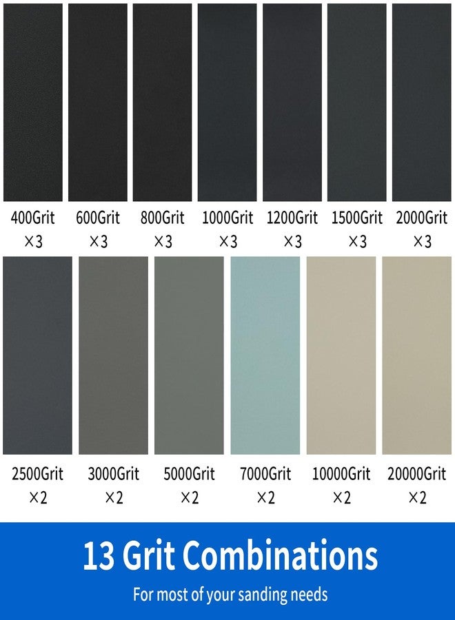 SenmaiTools Senmai Tools 35PCS Sand Paper Set with Polishing Cloth 400-20000 Grits 9 x 3.6 Inch Assorted Wet Dry Waterproof Sandpaper Sheets for Wood Furniture Metal Automotive Polishing Sanding - Image 2
