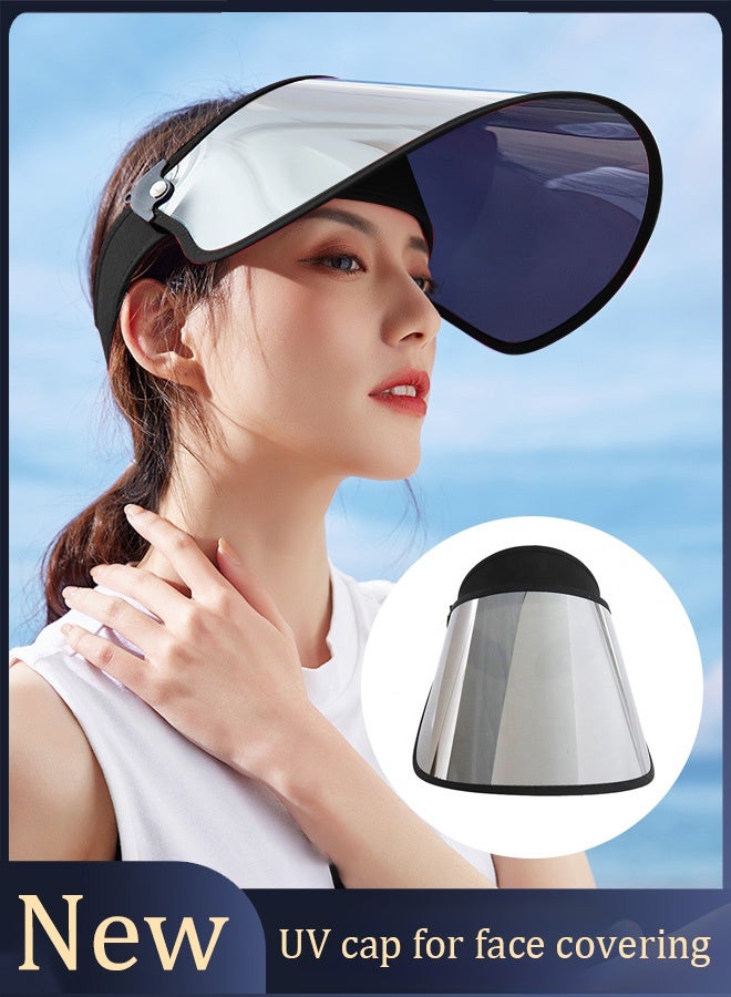 Summer Unisex Outdoor Sports Topless Anti-UV Cap Sun Visor Hat Breathable Sunhat The real deal in sun protection hats, with a mask , adjustable angles, and all-round sun protection. - Image 1