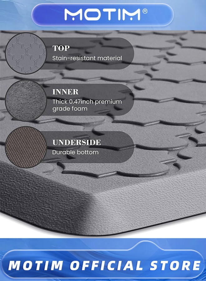 Motim 2PCS Kitchen Mat Cushioned Comfort Anti-Fatigue Floor Mat for Kitchen & Home & Office & Laundry (44x75cm/44x15cm,Grey) - Image 5