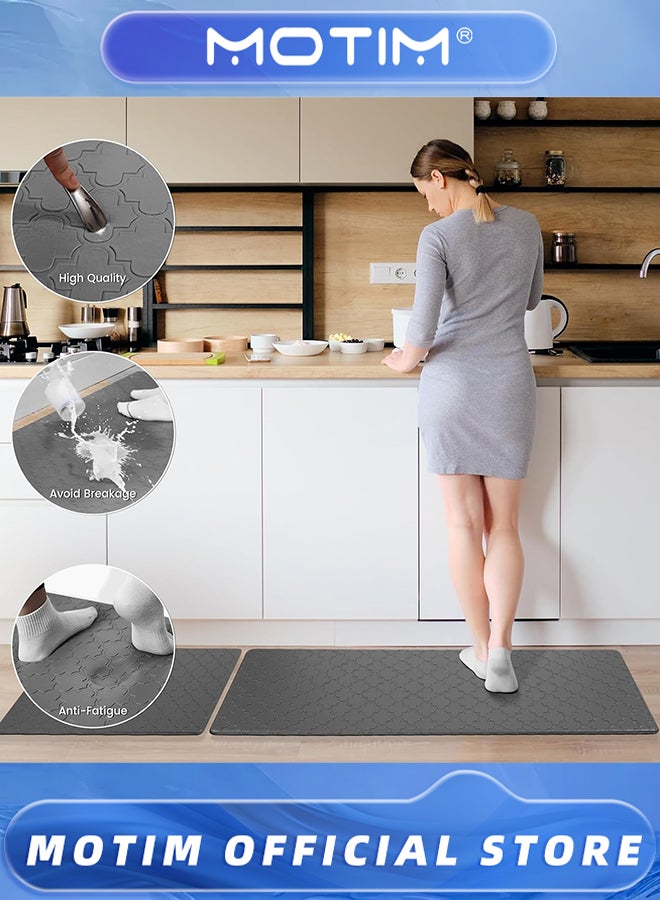 Motim 2PCS Kitchen Mat Cushioned Comfort Anti-Fatigue Floor Mat for Kitchen & Home & Office & Laundry (44x75cm/44x15cm,Grey) - Image 3