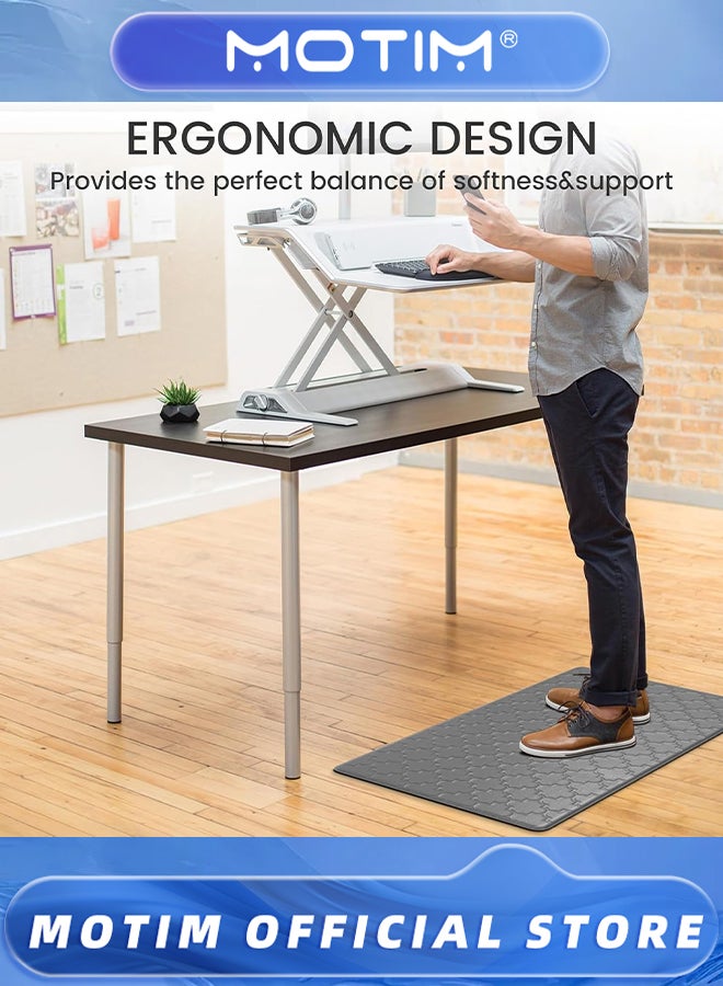 Motim 2PCS Kitchen Mat Cushioned Comfort Anti-Fatigue Floor Mat for Kitchen & Home & Office & Laundry (44x75cm/44x15cm,Grey) - Image 2