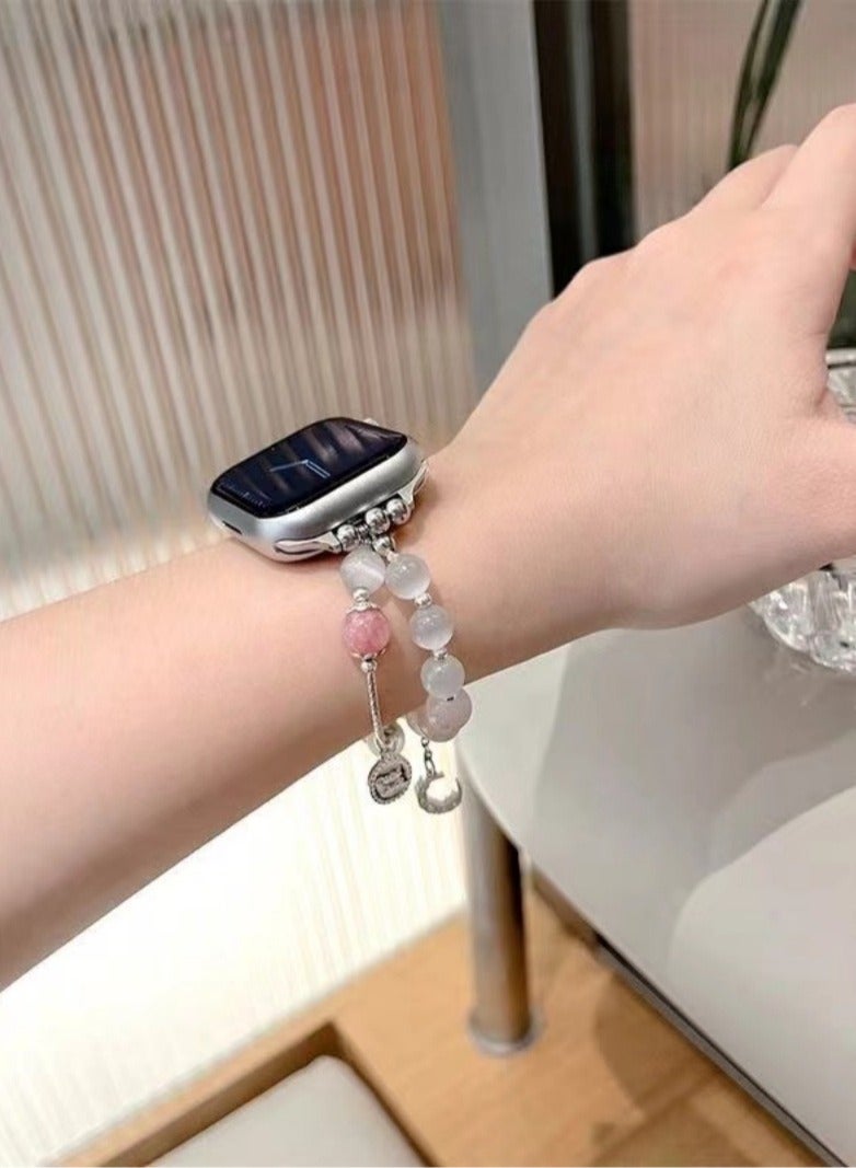 Cat's Eye Stone Bracelet Elastic Watch Band AppleWatch Cute Band Pendant Suitable for Apple Watch Straps S7/S8 42mm - Image 2