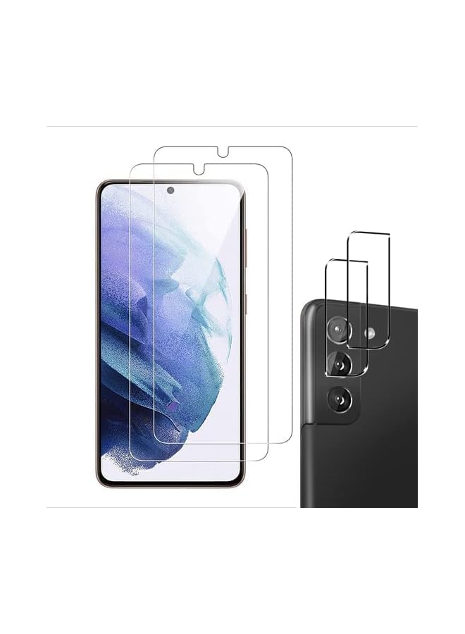 erorex Galaxy S22 Screen Protector [2 +2 Pack], 2 Pcs Full Coverage Tempered Glass Film With 2 Pcs Camera Lens Protector, 9H Hardness Fingerprint Unlock, Ultra Thin Hd Clear, For Samsung Galaxy S22(6.1") - Image 2