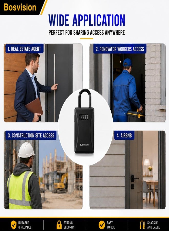 Bosvision Key Lock Box, Detachable Shackle, 4 Digit Combination, Large Internal Storage, Key Box - Image 4