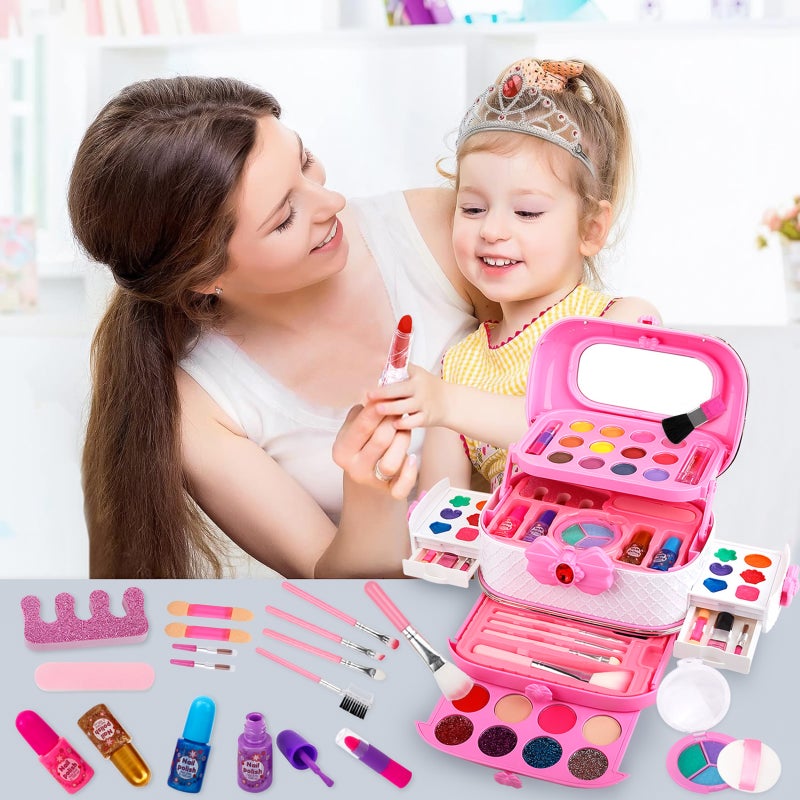 Girls Makeup Kit Kids Make Up Set Real Cosmetics Play Set with Travel Cosmetic Case Washable Party Game Make Up Toys Chrismas Birthday Gift for Little Girls - Image 4