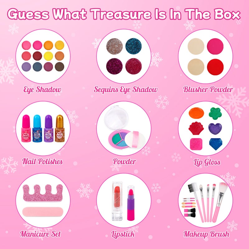 Girls Makeup Kit Kids Make Up Set Real Cosmetics Play Set with Travel Cosmetic Case Washable Party Game Make Up Toys Chrismas Birthday Gift for Little Girls - Image 5