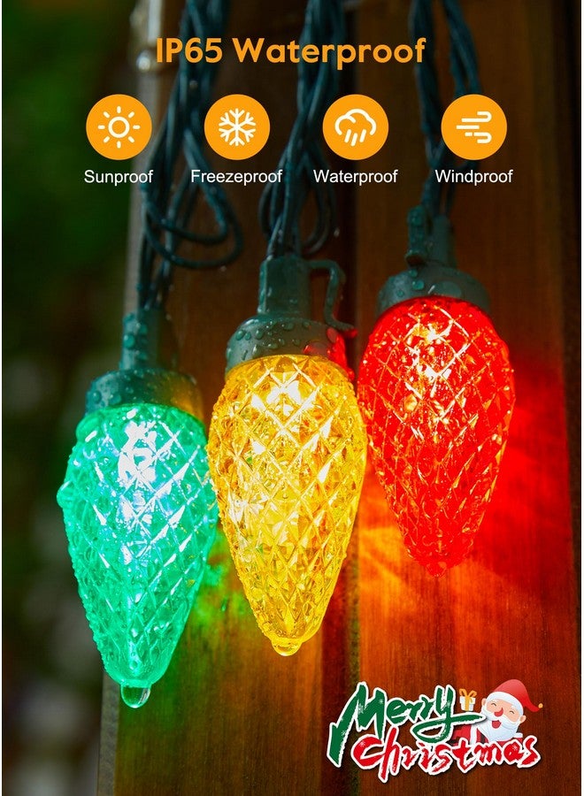 ماين توم أضواء عيد الميلاد الشمسية الخارجية، 50 مصباح LED C9 على شكل فراولة مع مؤقت و8 أوضاع إضاءة، أضواء شجرة عيد الميلاد الشمسية المقاومة للماء للحديقة الخارجية والفناء وحفلات زينة عيد الميلاد، متعددة الألوان  - Image 5