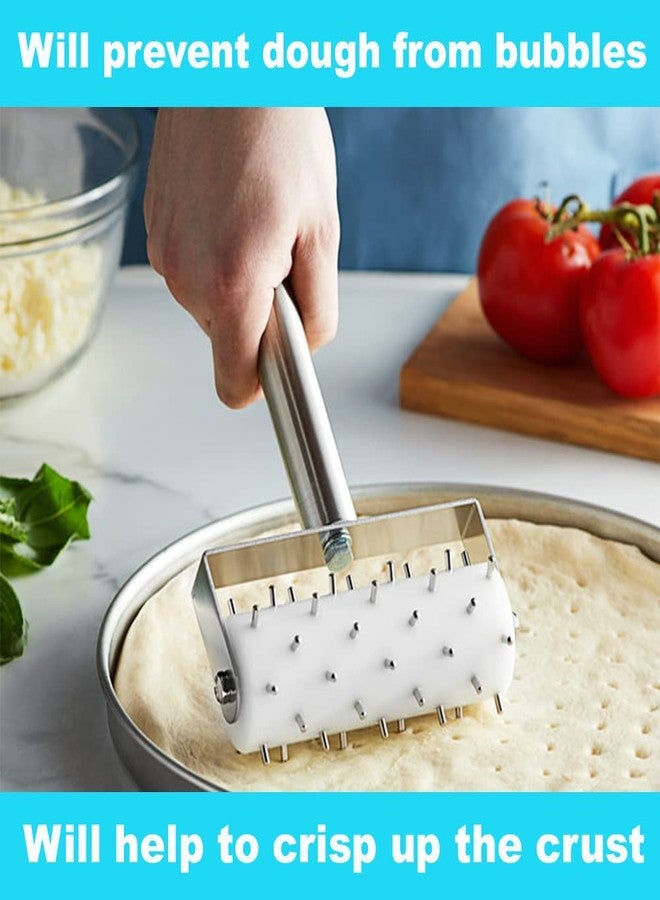 BOLTCORRSE Professional Pizza Dough Docker Stainless Steel Pizza Roller with Spikes Pastry Dough Docker for Crackers, Homemade Bread, Pie, Cake, Cookies - Image 2