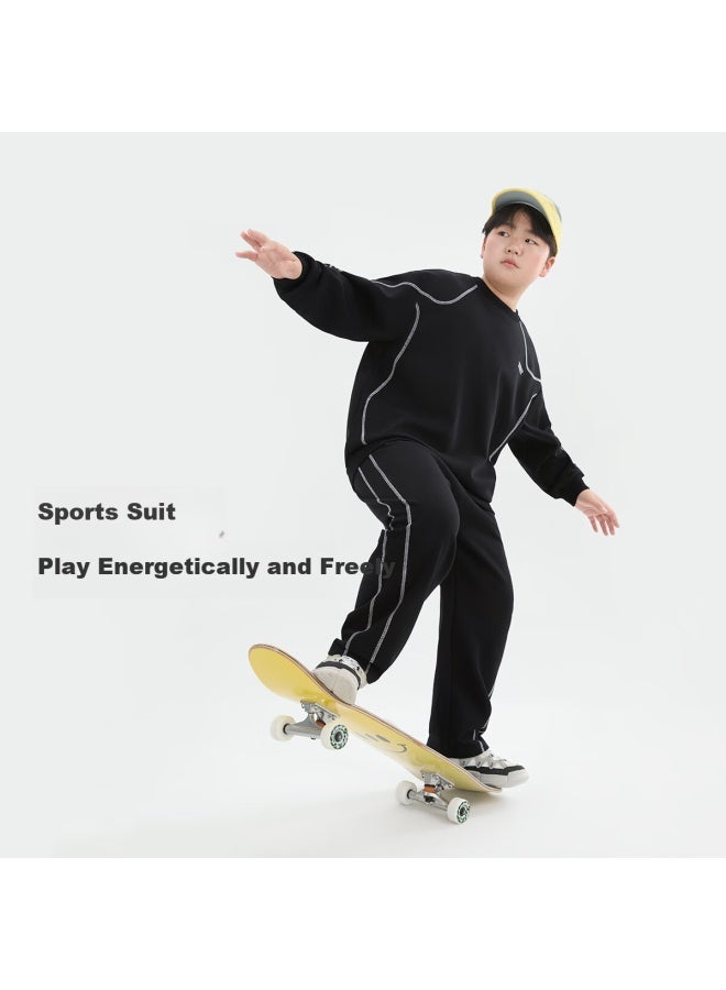 TABE Tony The Pig Boys' Spring And Autumn Sportswear Set, Sweatshirt And Sweatpants Two-piece, Youth Durable And Wrinkle-resistant Outfit, Model 25 New - Image 1
