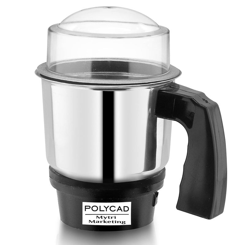 Polycad Polycad Chutney Jar with Lid for mixer grinder 350ML Stainless Steel material Silver 1Pc MA01  - Image 1