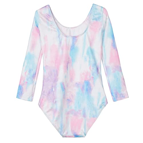 Domusgo Girls Gymnastics Leotards Size 3t 4t Sparkly Scrawl Multicolor One Piece Long Sleeve Dance Tumbling Outfits - Image 2