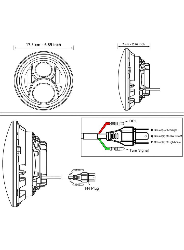 MR.SMART Mr Smart 7-inch LED Headlights with Halo Ring, Impact-Resistant PC Lens, Die-Cast Aluminium Base  - Image 4