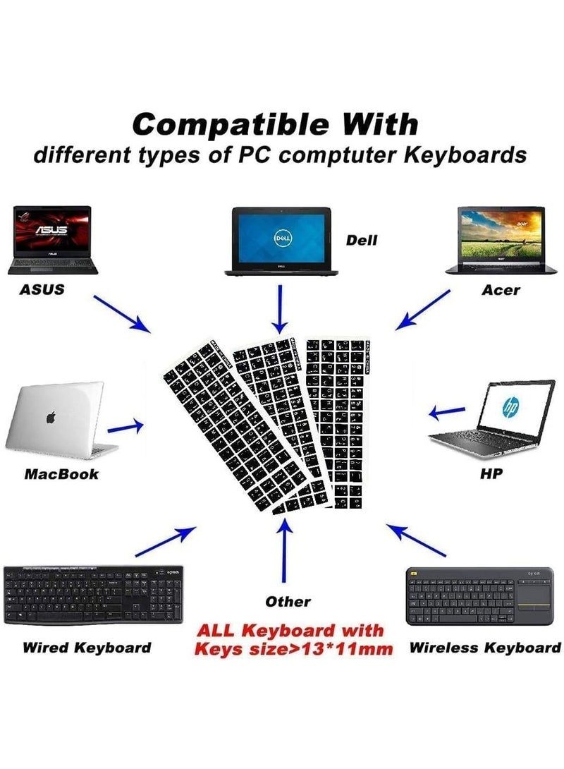 2 Pieces Arabic Keyboard Stickers Black Compatible with Standard Keyboards - Image 3