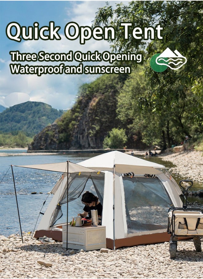 Arabest - Garden Tent 4 People Pop Open in Three Seconds,Double Doors and Four Windows Frame Tent Light and Practical Popup Tent Waterproof for Camping - Image 1