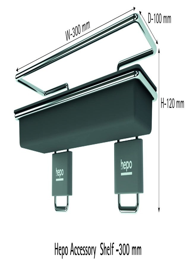 Hettich Hepo Stainless Steel Accessory Shelf for Bathroom | Kitchen Rack 1 Accessory Shelf | 1 Plastic Tray | 2 Cover Cap | Bathroom Accessories 300mm | 5 Years Warranty Against Rusting | 928036900 - Image 2