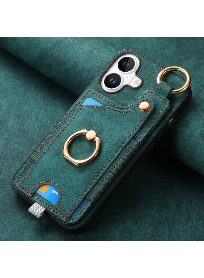 اس-توب جراب هاتف iPhone 16 Plus بتصميم كلاسيكي على شكل حلقة وحقيبة بطاقات مع حلقة تعليق - Image 4