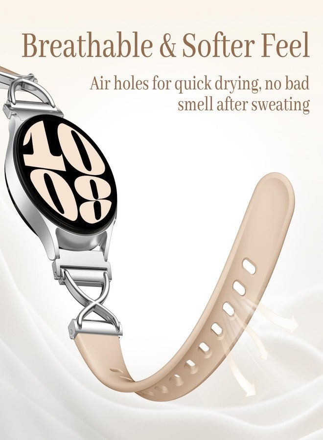 Getino Compatible with Samsung Watch 7 Bands/Galaxy Watch 6 5 4 Band/Galaxy FE/Active 2 40mm 44mm, Thin 20mm Watch Band Slim Silicone Sport Strap Accessories for Samsung Watch Bands Women, Milk Tea - Image 3