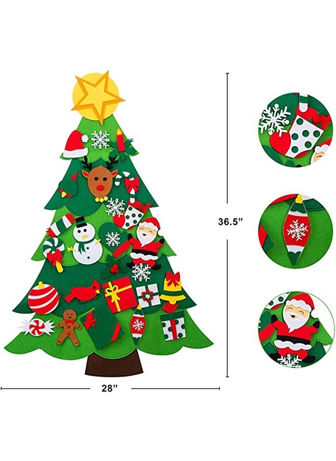 Generic Felt Toddler Christmas Tree Children's Christmas Ornaments Felt Christmas Tree Set Wall Decoration Christmas New Year Gift Decorations  - Image 2
