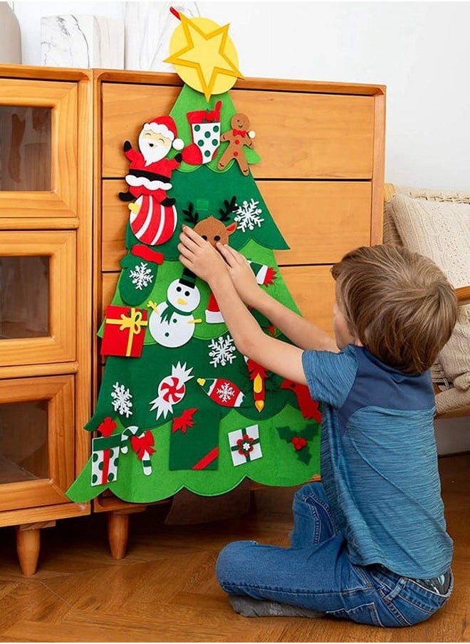 Generic Felt Toddler Christmas Tree Children's Christmas Ornaments Felt Christmas Tree Set Wall Decoration Christmas New Year Gift Decorations  - Image 5