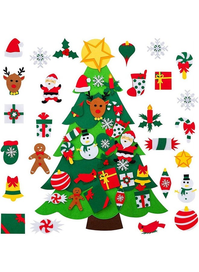 Generic Felt Toddler Christmas Tree Children's Christmas Ornaments Felt Christmas Tree Set Wall Decoration Christmas New Year Gift Decorations  - Image 3