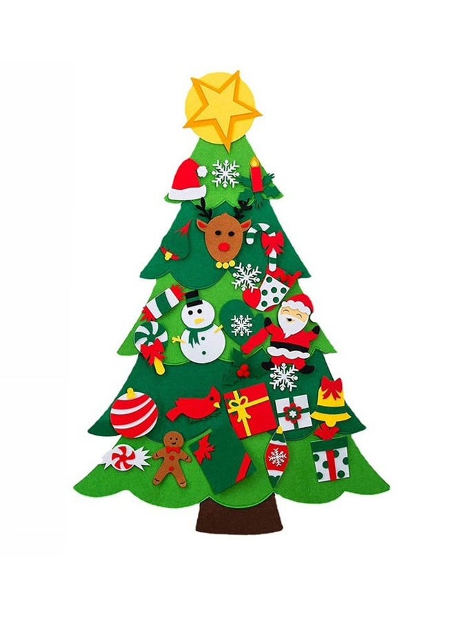 Generic Felt Toddler Christmas Tree Children's Christmas Ornaments Felt Christmas Tree Set Wall Decoration Christmas New Year Gift Decorations  - Image 1
