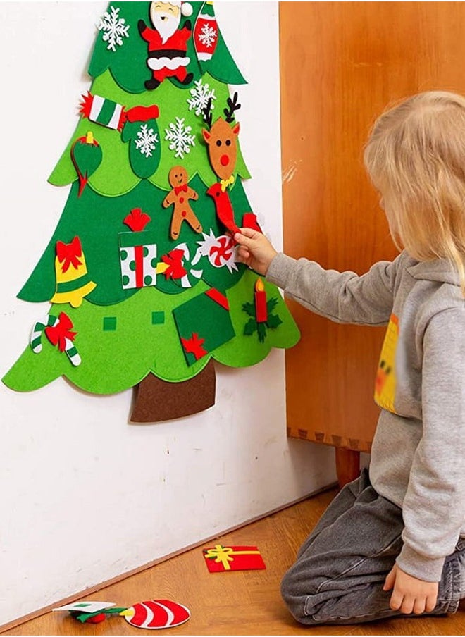 Generic Felt Toddler Christmas Tree Children's Christmas Ornaments Felt Christmas Tree Set Wall Decoration Christmas New Year Gift Decorations  - Image 4
