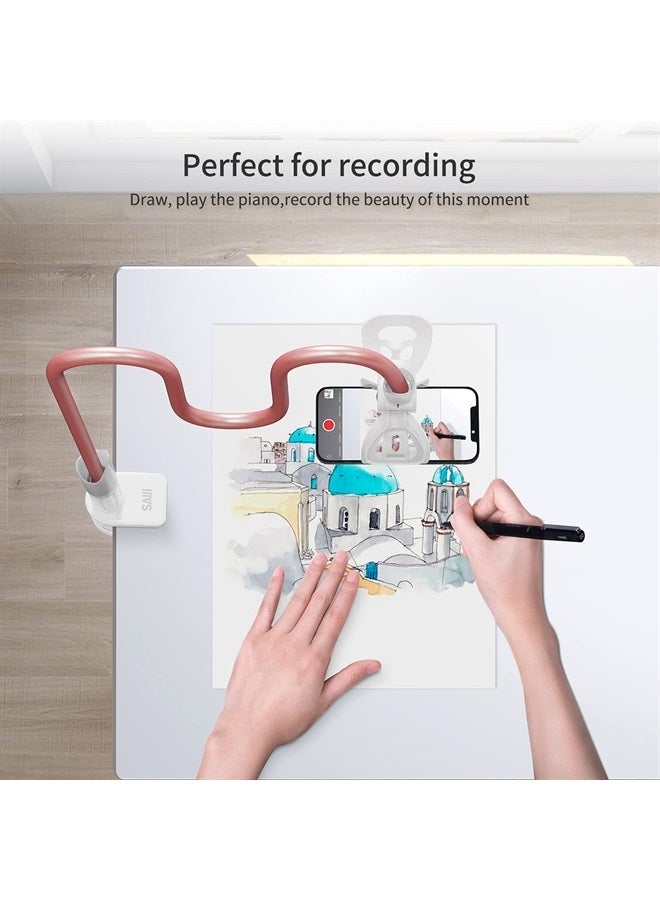 SAIJI Gooseneck Phone Stand for Bed, SAIJI Lazy Bracket Cell Phone Holder Long Arm Clip Clamp Mount for Filming, Compatible with 4.0-6.5'' Mobile Cell Phone Stand Document Camera Nintendo Switch (Rose Gold) - Image 5