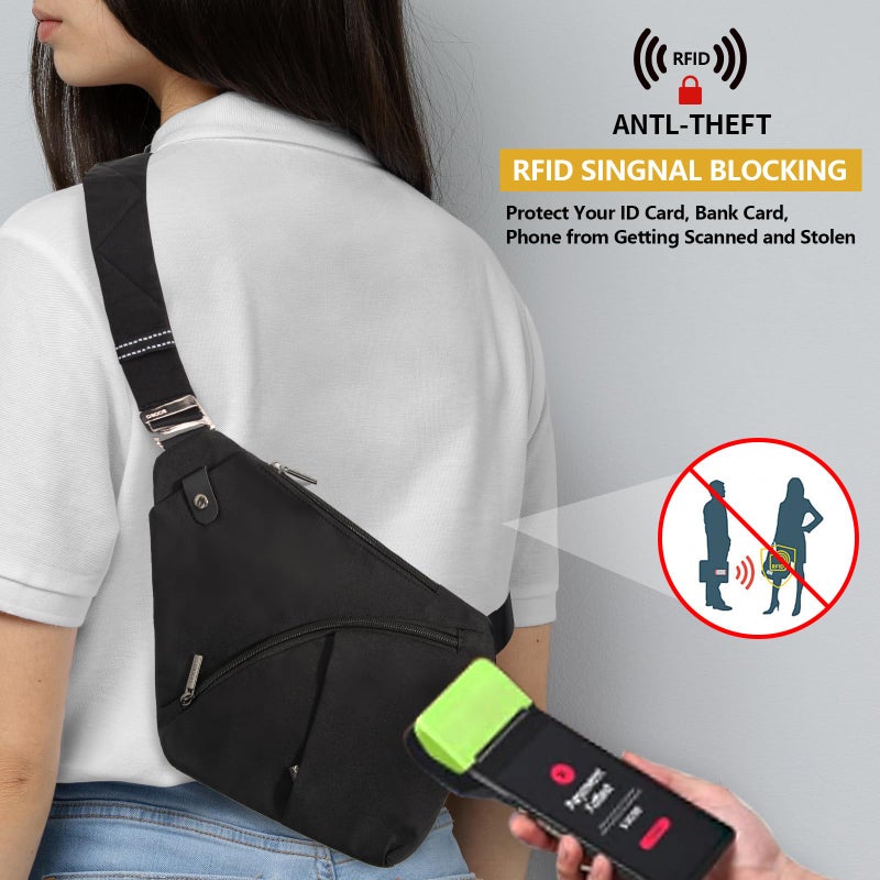 OSOCE Anti-Theft Sling Bag for Men Women, RFID Blocking Crossbody Chest Bag, Lightweight Travel Shoulder Bag Fits iPad, Daypack for Hiking Commuting - Image 4