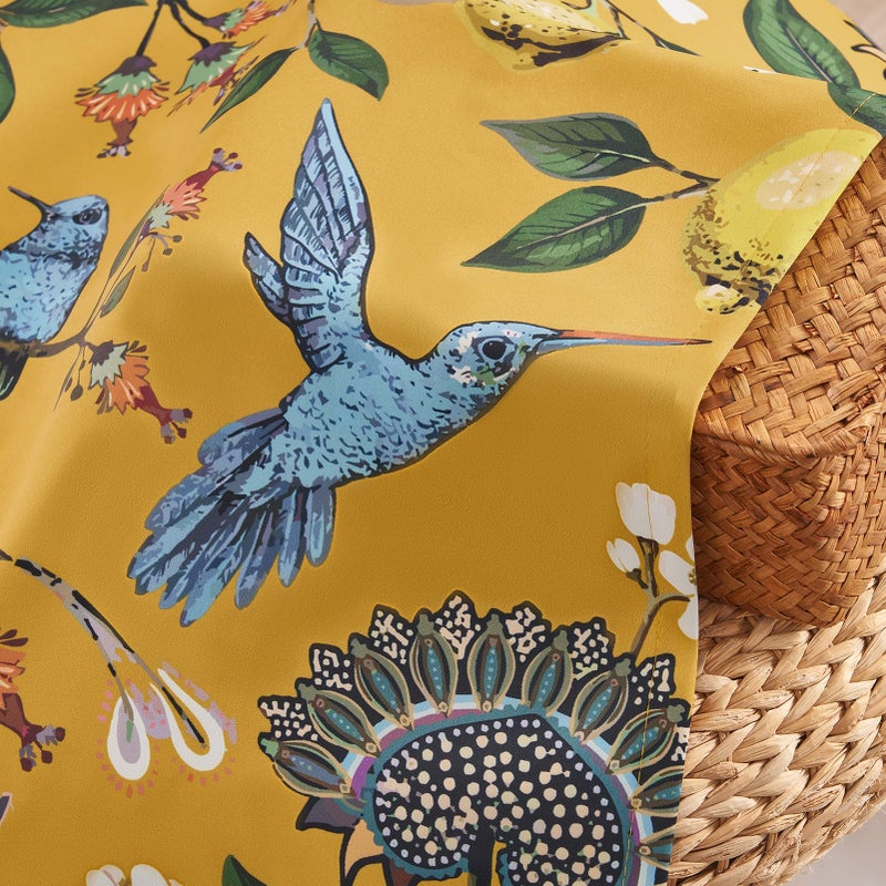 Drapenova Mustard Yellow Vintage Floral Curtains 84 Inches Long for Living Room Bedroom Luxury Whimsical Lemon Hummingbird Patterned Waverly Mid Century Colorful Pinch Pleated Blackout Drapes 2 Panels - Image 2