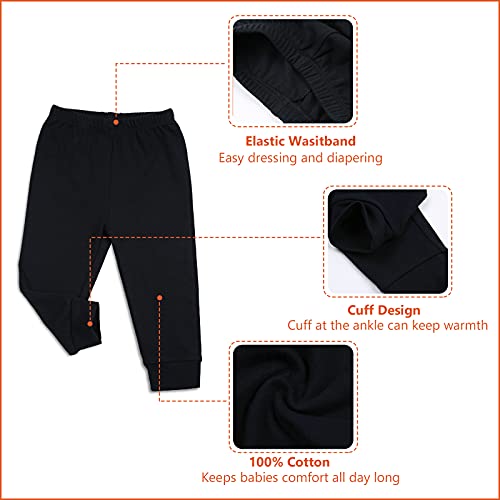 SOBOWO 9 Months Boys Pants Baby Black Pants Infant Boys Cotton Crawling Bottoms for Halloween Pack of 2 (9-12 Months, Black/Black) - Image 4