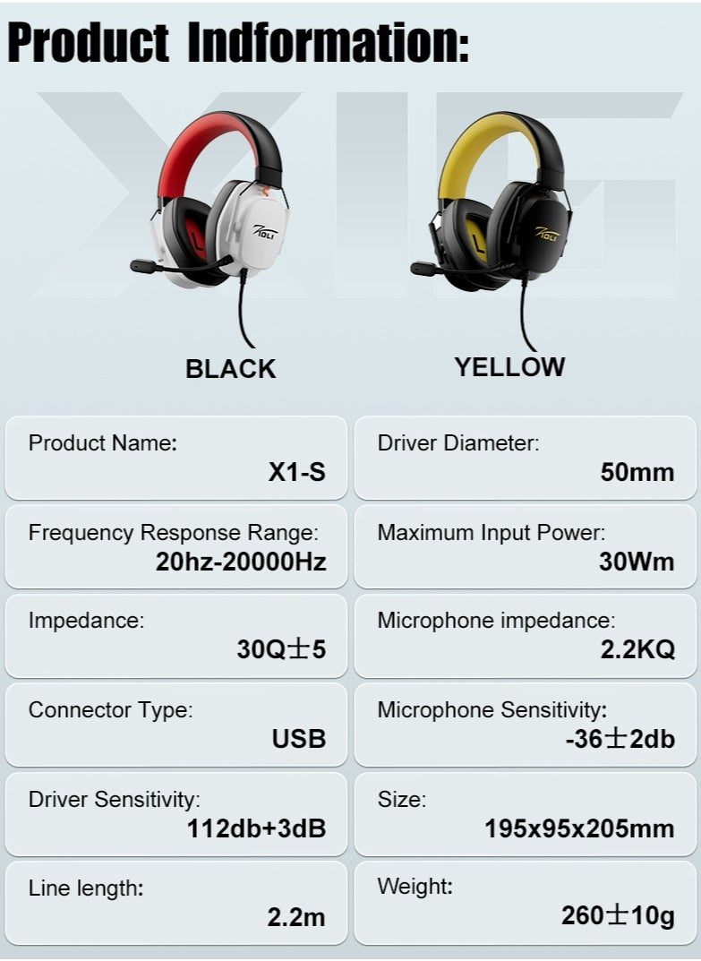 ZIDLI - LR-X1s Wired Gaming Headset - ENC Microphone, Lightweight Dual-Color, USB for PS5, Xbox, PC - Comfortable Earphones - Image 1