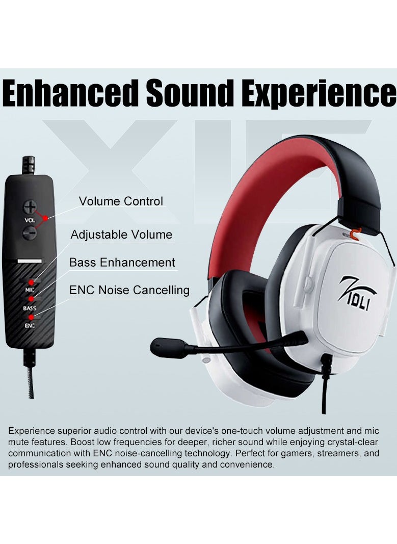 ZIDLI - LR-X1s Wired Gaming Headset - ENC Microphone, Lightweight Dual-Color, USB for PS5, Xbox, PC - Comfortable Earphones - Image 1