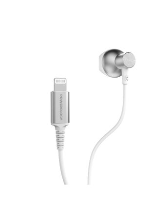 1.2m Lightning Mono Earphone with HD Sound Quality & Control Button / Ergonomic Fit / Comfortable All-Day Fit / Lightweight - White