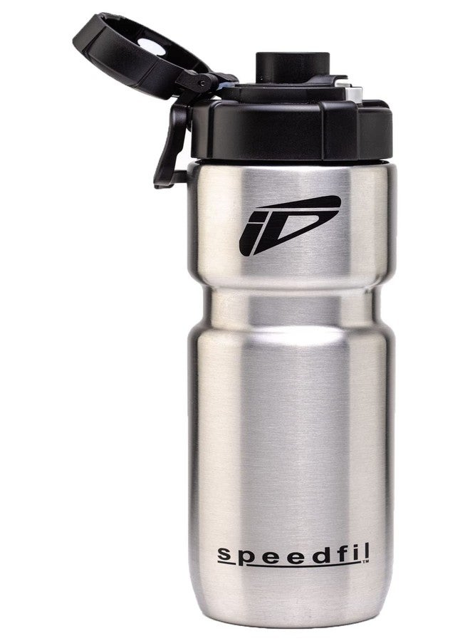 سبيد فيل زجاجة مياه رياضية للدراجات من الفولاذ المقاوم للصدأ معزولة بتفريغ الهواء من Speedfil Speedflask سعة 21 أونصة مع غطاء Bounce Back 2.0 الجديد (فضي) - Image 1