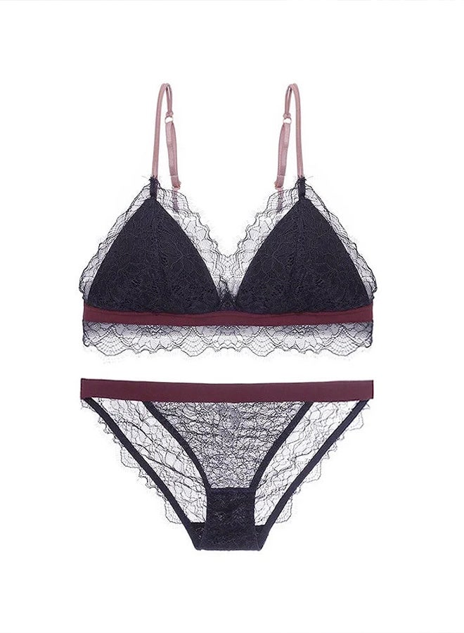MARGOUN Women's Large Size Bra and Panty Set Bra Lace Lash Floral Briefs Underwear Triangle Cup Young Girls Underwear Lingerie Bra and Panties Set Cymbidium - Image 1