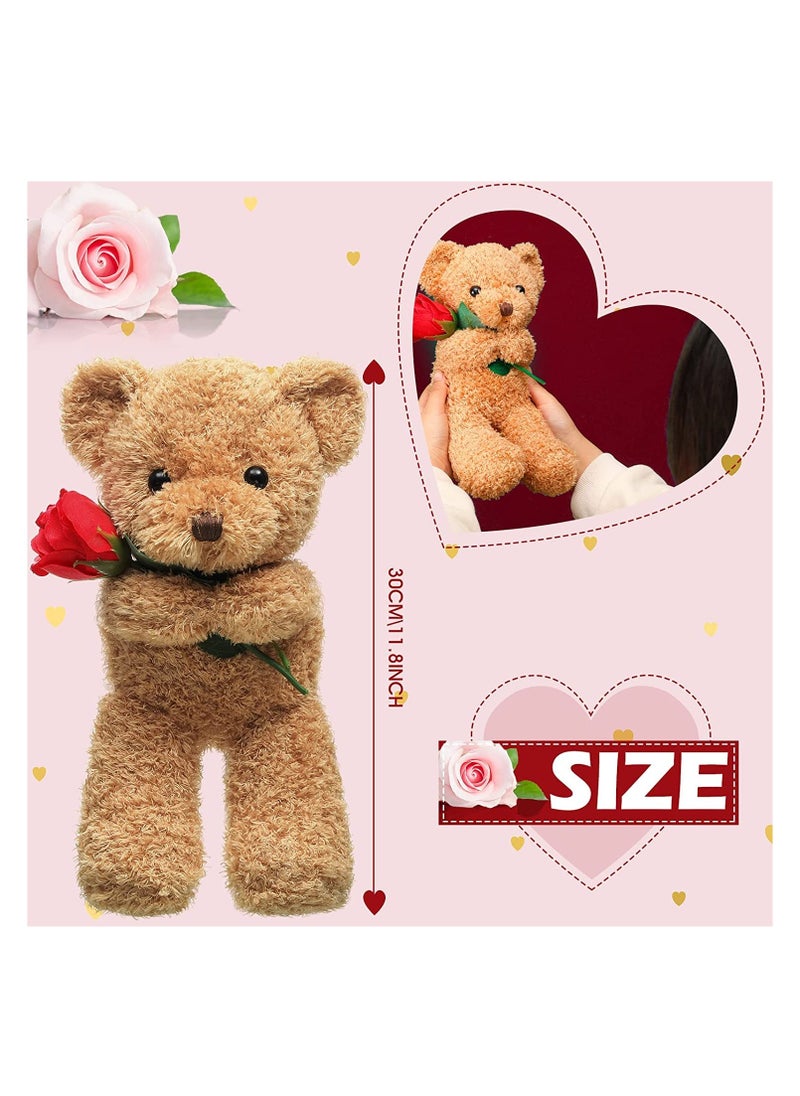 Plush Stuffed Animal Bear with Rose Funny C ute Stuffed Animal Plush Valen tine's Day Gifts for Kids Toddler g ir lf rie n d Mother's Day, 11.8 Inches Brown - pzsku/Z57344B5FAE623DCF4F2FZ/45/_/1717049498/68724e96-0af5-4d59-bab6-304a1f5d51f4