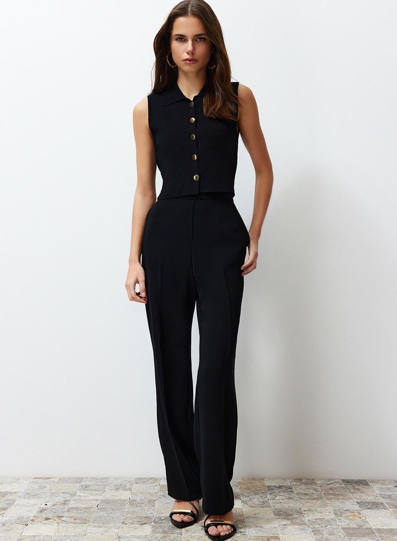 trendyol Black Crop Premium / Special Yarn Vest Look Knitwear - Image 2