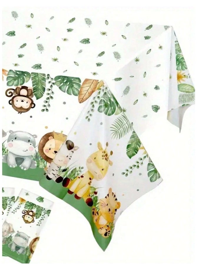 Generic Tablecloth For Birthday Party Table Decoration with jungle animal design, length 180 cm and width 108 cm  - Image 5