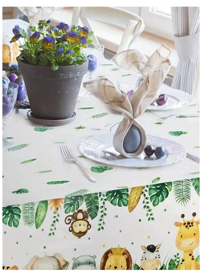 Generic Tablecloth For Birthday Party Table Decoration with jungle animal design, length 180 cm and width 108 cm  - Image 3