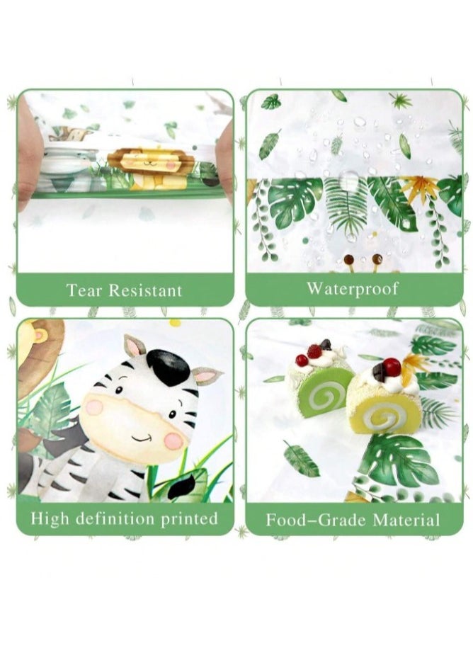 Generic Tablecloth For Birthday Party Table Decoration with jungle animal design, length 180 cm and width 108 cm  - Image 4