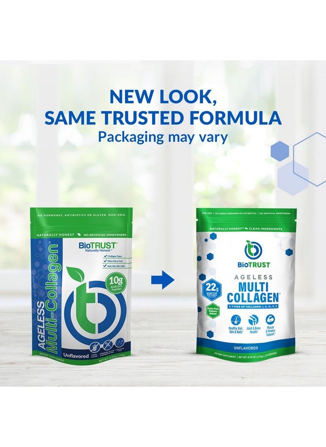 BioTrust BioTrust Ageless Multi Collagen Peptides Powder - 5 Types (I, II, III, V, X) - Unflavored Collagen Powder for Women & Men - Hydrolyzed Protein - Grass Fed Beef, Fish, Chicken, Eggshell Membrane, 3-pk  - Image 2