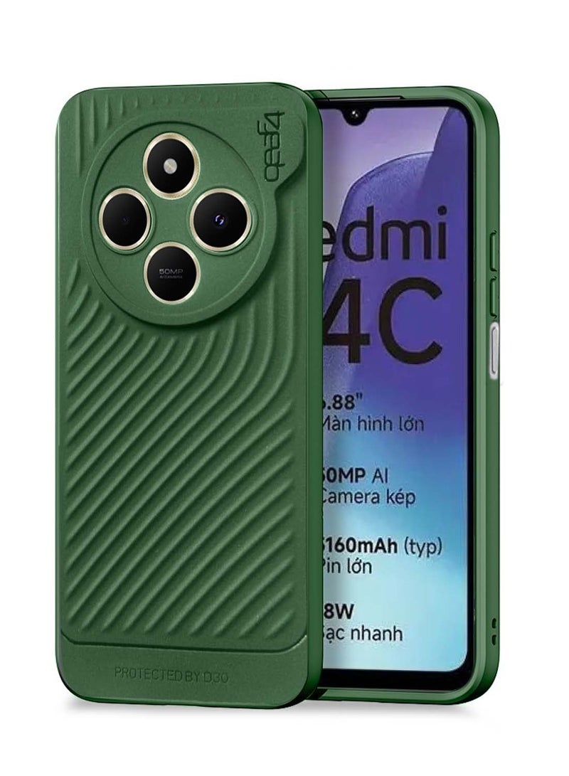 جيرفور Xiaomi Redmi 14C 4G 2024 / Xiaomi Redmi 14R 5G 2024 / Xiaomi Redmi A4 5G 2024 Gear4 سيليكون سائل ناعم مع غطاء هيكل ملمس متموج - أخضر غامق - Image 1