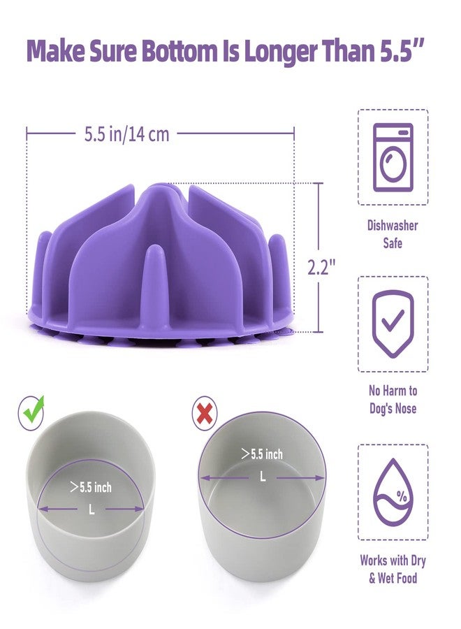 Jaoul Slow Feeder Dog Bowls Insert, Puzzle Slow Feeder with 51 Octopus Suction Cups for Medium Large Size Dog Bowls Over 6.5" Wide (Purple) - Image 5