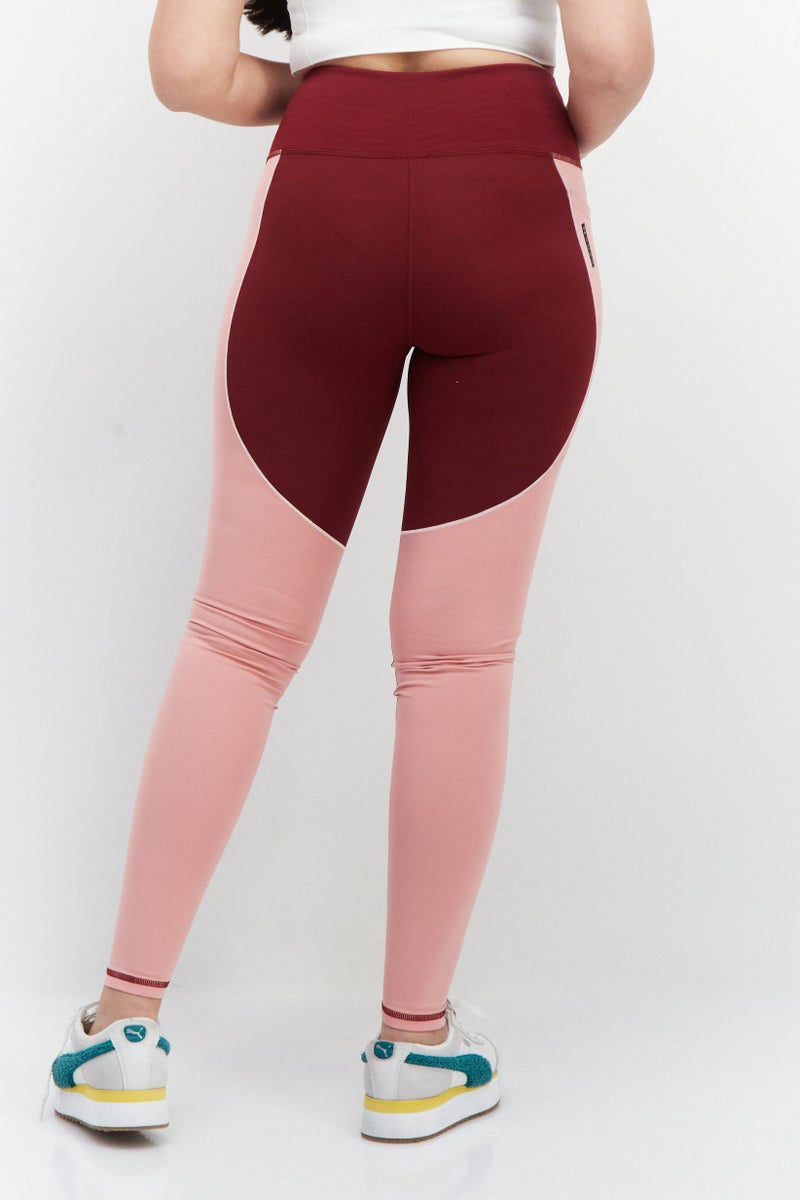 UNDER ARMOUR سروال رياضي نسائي بخصر مرتفع للتدريب، أحمر/وردي - Image 3