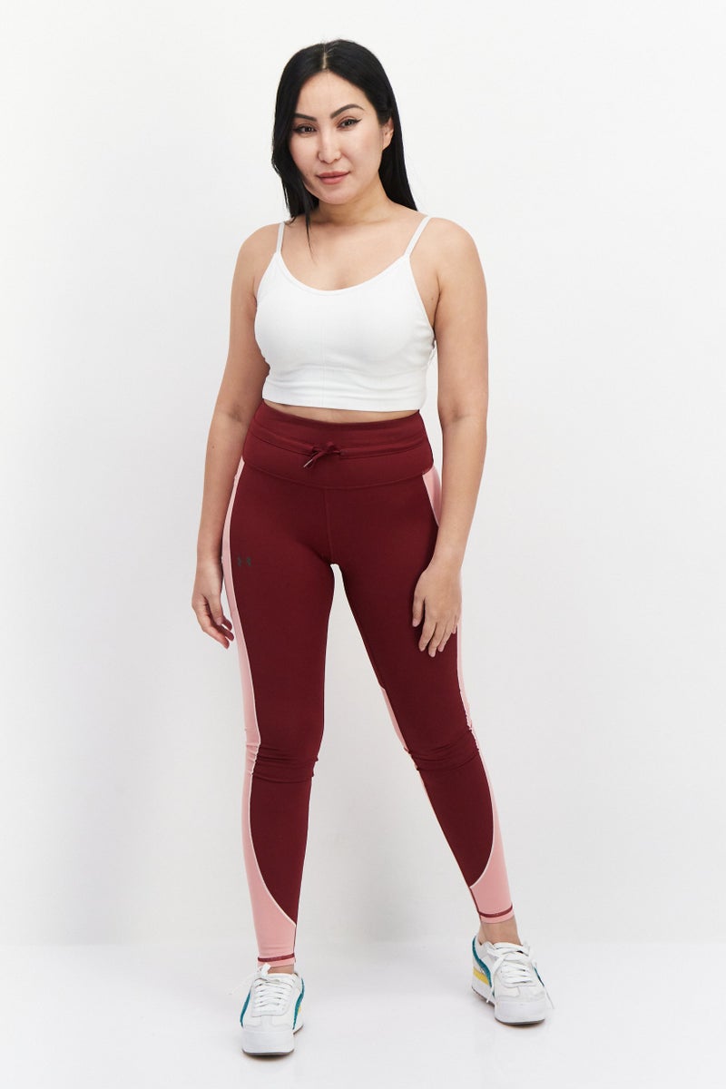 UNDER ARMOUR سروال رياضي نسائي بخصر مرتفع للتدريب، أحمر/وردي - Image 2