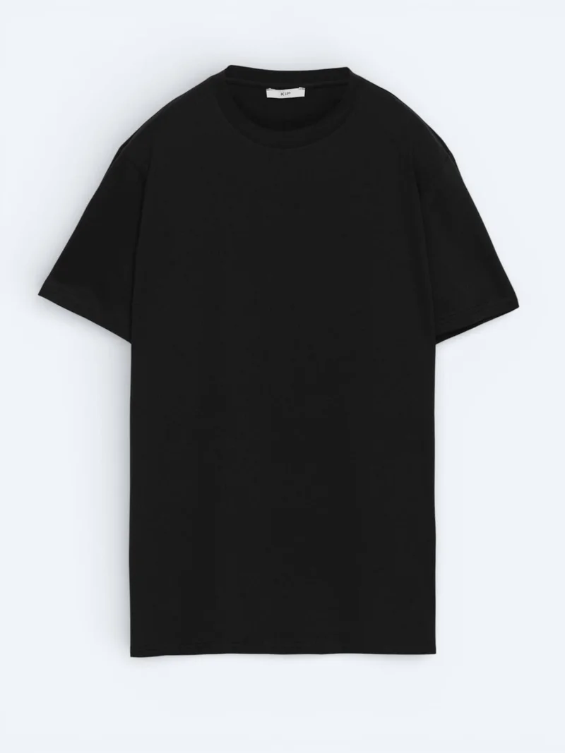 Kip Black Plain 100% Cotton T-Shirt