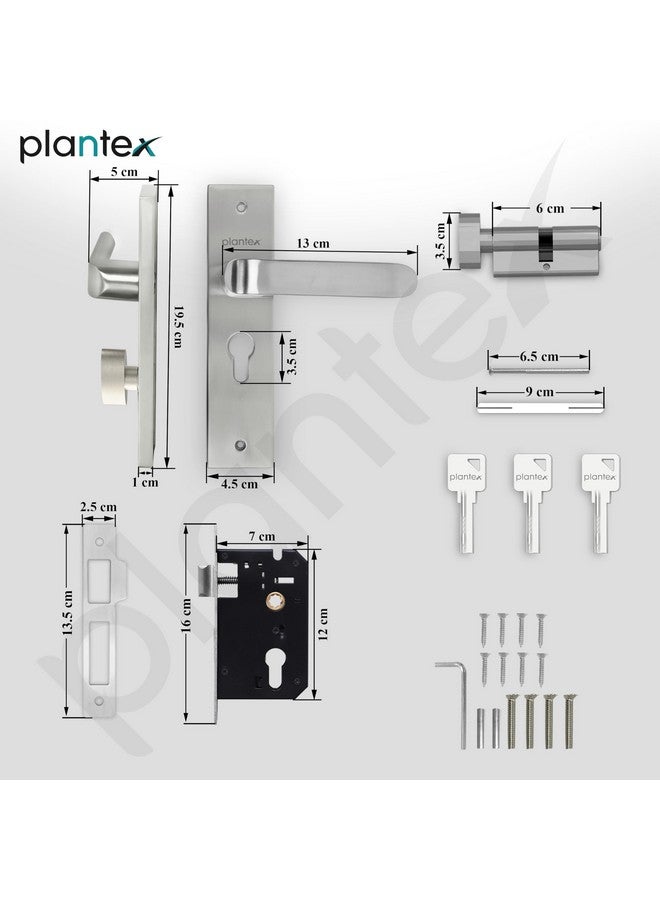 plantex Plantex Heavy-Duty Door Lock Set - Main Door Lock Handle Set/ 6-Lever Lock Mechanism with 3 Years of Warranty/Mortise Lock with 3 Keys, Brass Lock Body & Cylinder(8110 - Matt)  - Image 3