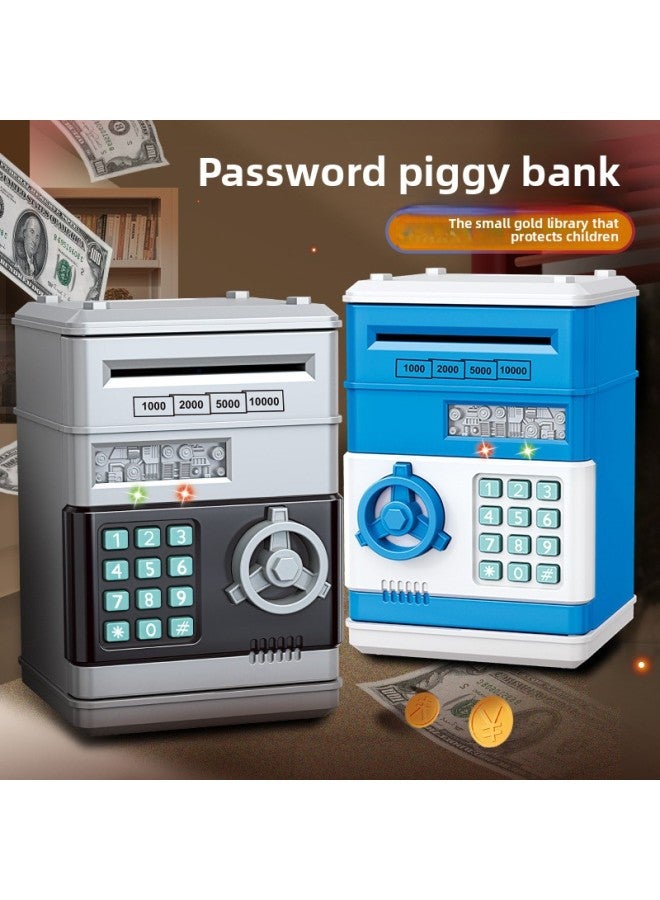 Children's Multifunctional Piggy Bank Atmosphere Lighting Creative Password Unlock Automatic Roll Money Small Vault Savings Box Toy-Color:Password Money Storage Cabinet (spray Paint Gray) - Image 4